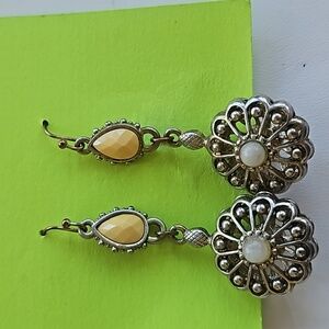 Fishhook silvertone dangle earrings